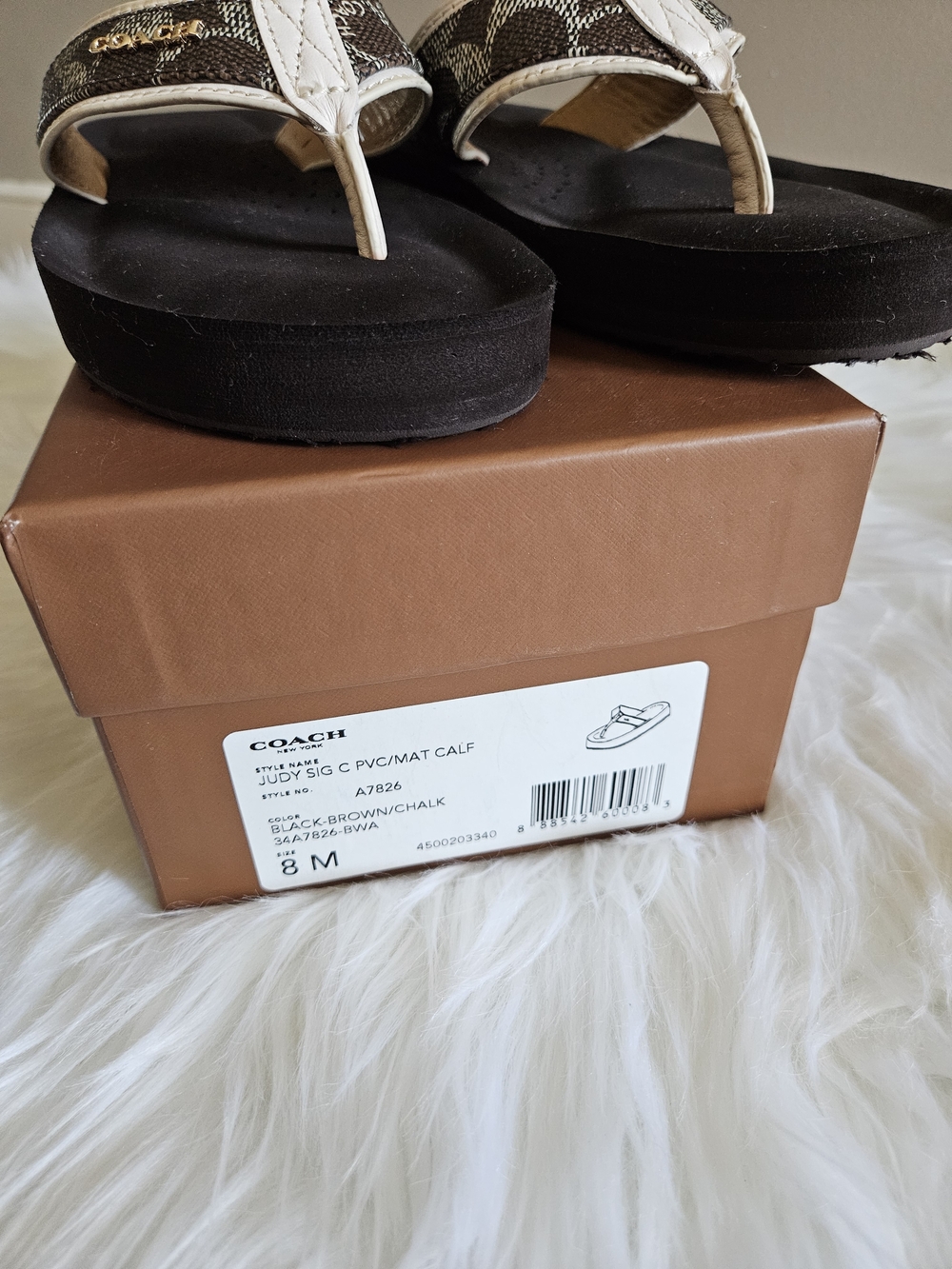 Coach Black Flip Sandals with Signature Jacquard Straps-Sz 8 EUC - Picture 7 of 11
